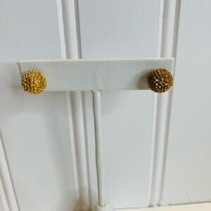 Gold Textured Ball Post Earrings 5/16" diameter